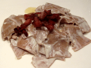 Malfatti pasta with flour and chestnuts